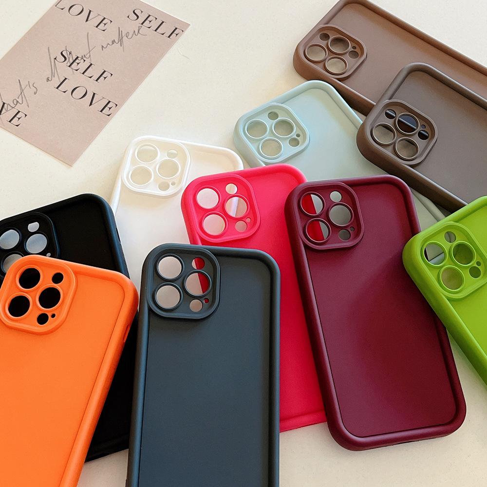 Simple solid color skin feel suitable for iphone16Promax Apple 15p mobile phone case 14 fine holes anti-drop 13 soft tpu