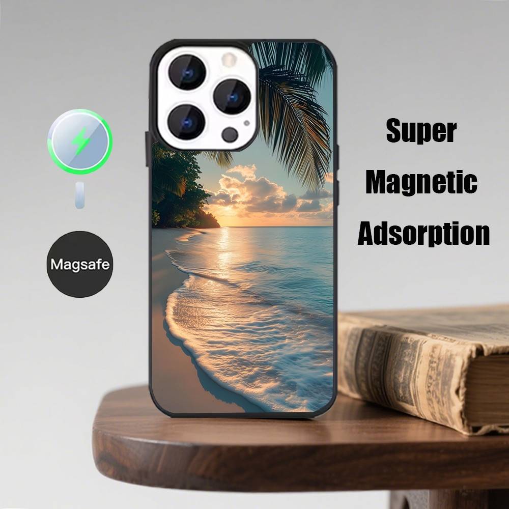 Sea Tropical Palm Trees Beach Phone Case  For iPhone 17,16,15,14,13,12,Pro,Max,Plus,Mini,Magsafe,Magnetic Wireless Charging Case