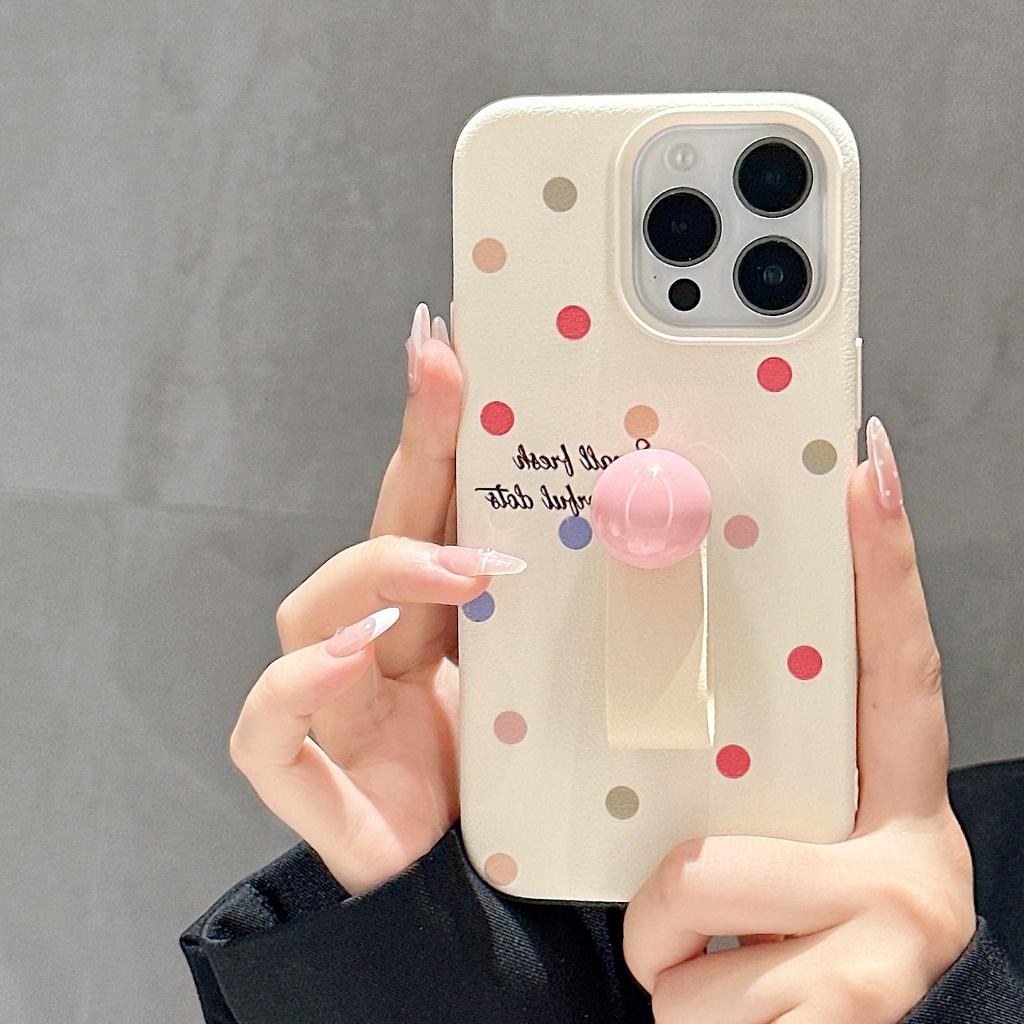 Polka Dot Love Flowers for Apple 16 Promax Ring Mobile Phone Case for IPhone 15 Fresh 14/13