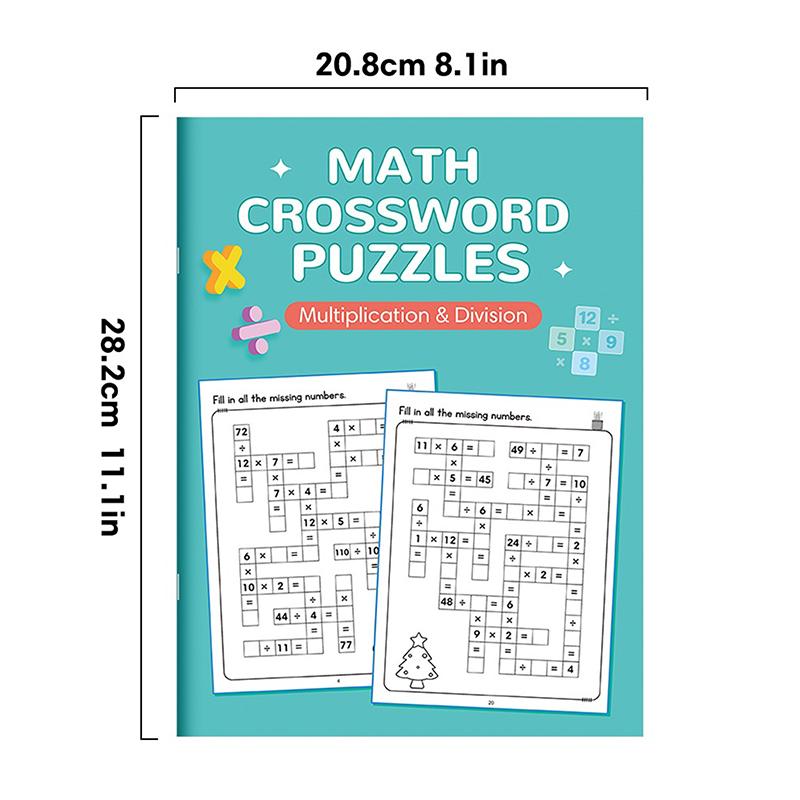Math Crossword Puzzles Addition Subtraction Multiplication Division Criss Cross Game Math Workbook Montessori For Kids Ages 5-8
