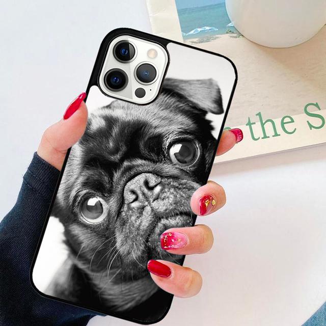 Animal Black Pug Close Up Phone Case Cover For iPhone 17 Air 15 16 14 Plus Apple 11 12 13 Pro Max Coque