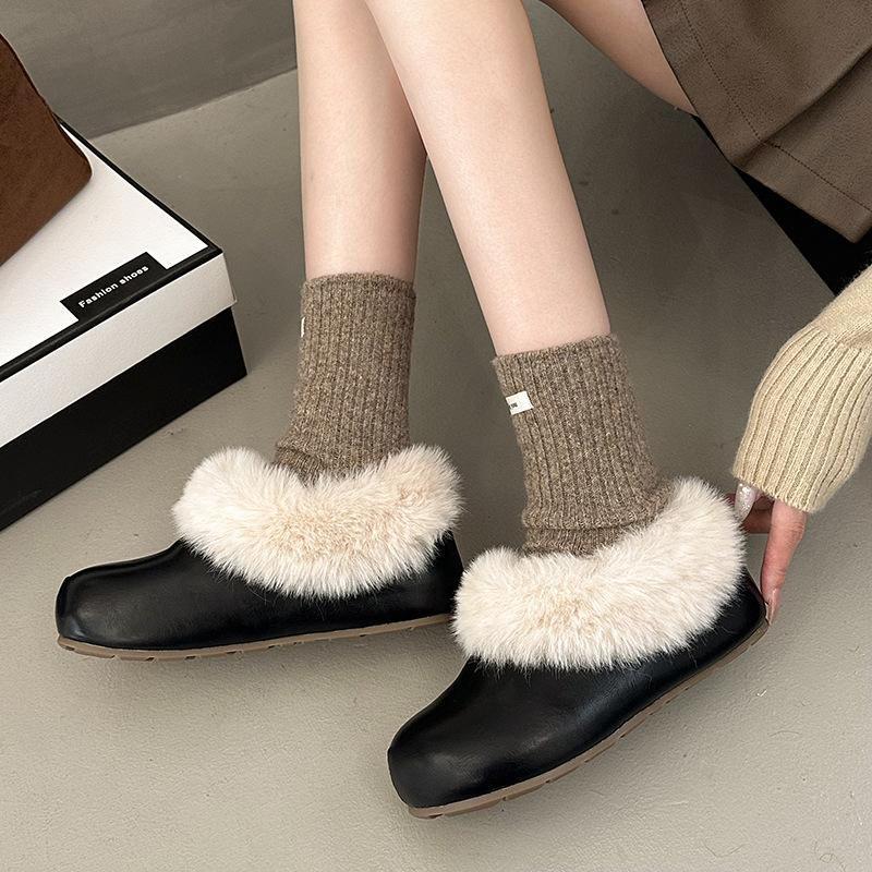 Fashion retro velvet warm and non-slip thick-soled cotton shoes, winter outer wear heightening thickened fluffy girls cotton shoes shoes