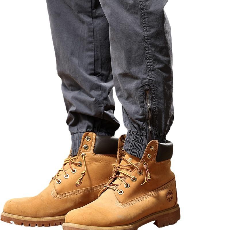 Men's Street Outdoor American Loose Retro Versatile Multi-Pocket Elastic Tote Pants Summer Thin