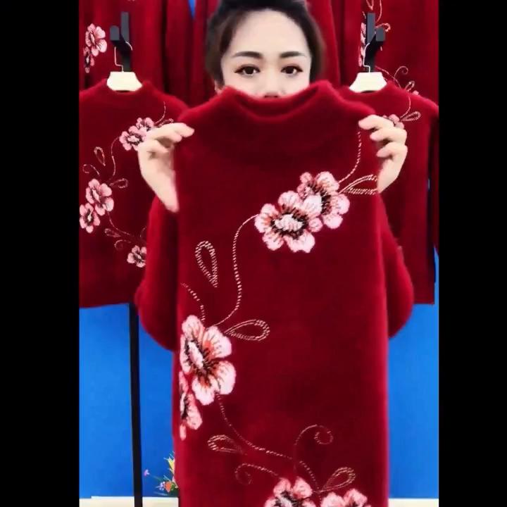 

Зимний свитер из искусственной норки для женщин среднего возраста, утолщенный материнский топ XL