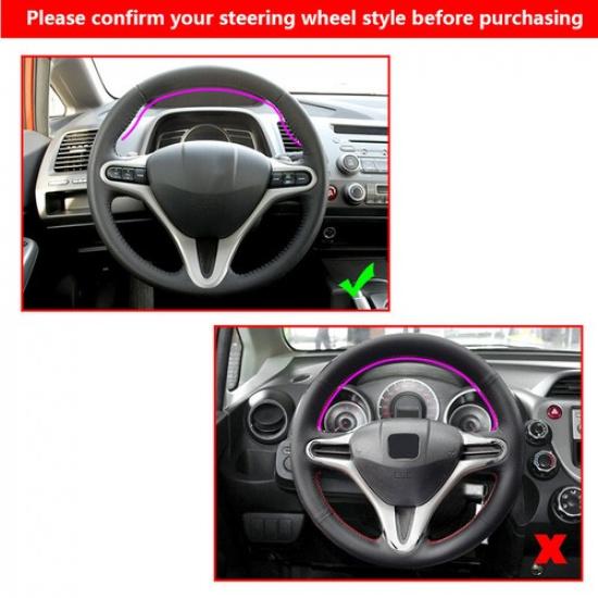 Black Hand Sewing Wrap Leather Steering Wheel For Honda Civic 8th MK8 2005-2011