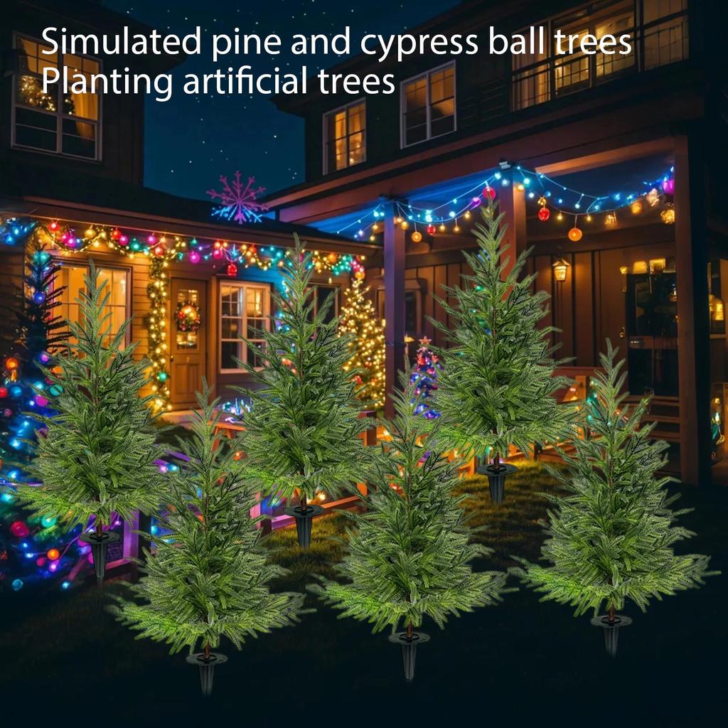 2pcs Artificial And Ball Tree Ground Insert Green Plant Fake Tree