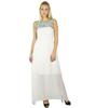 Bimba Women White Long Maxi Dress Half Lined With Beaded Neckline