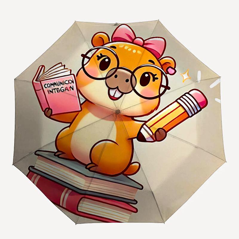 Reiseregenschirm mit Capybara-Motiv - 8 Rippen, Automatisches Öffnen und Schließen, Tragbares faltbares Design, Kompakter und stilvoller Schirm für unterwegs