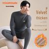 Yiershuang Men's Mock Neck Fleece Thermal Underwear Set