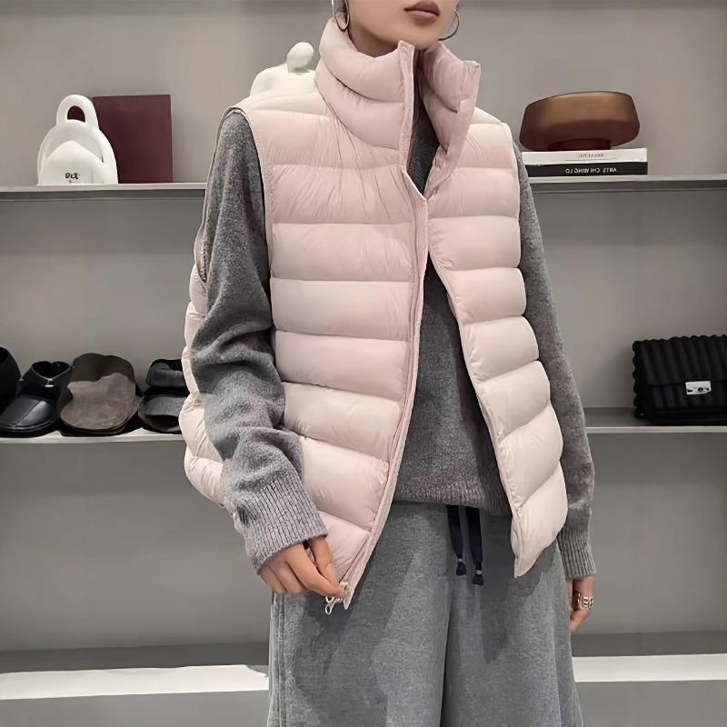 Light down vest women's ribs short stand-up collar, new super good-looking white duck down small vest tide