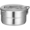 Stainless Steel Camping Cooking Pot with Lid and Collapsible Handle 1.5L Large Capacity Bento Pot Outdoor Cookware for Camping - RIpj