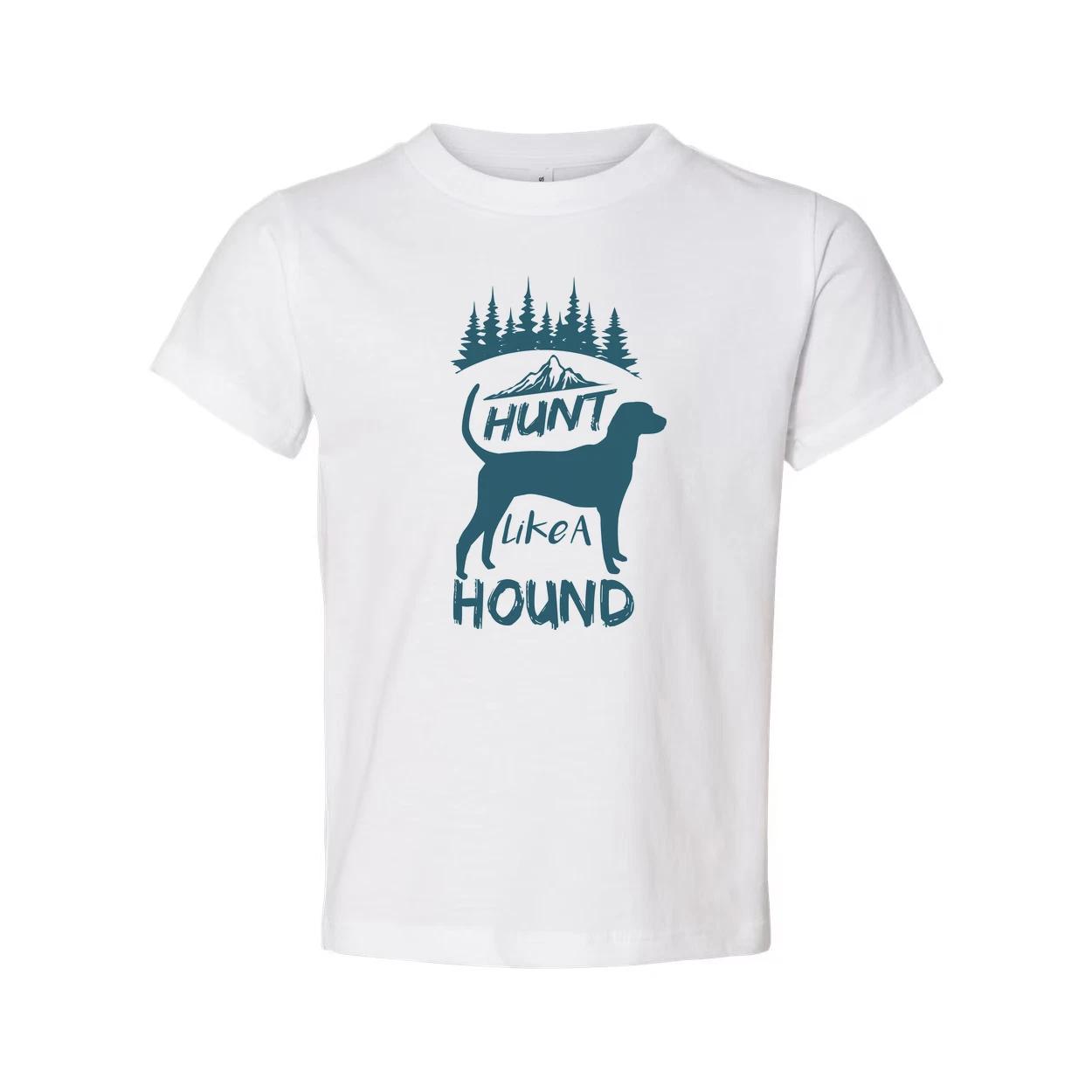 Hunt Like A Hound Graphic T Shirt With Mountain Scene And Pine Forest Artwork Fo S