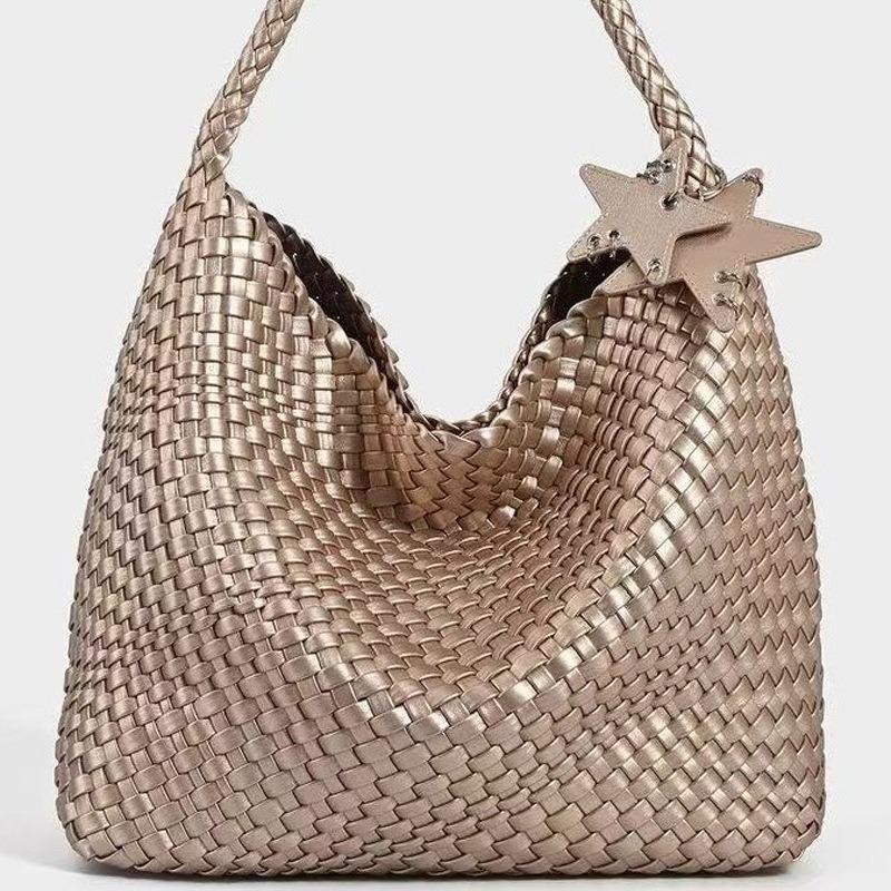 Handwoven women's bucket casual bag women's high-end commuting portable shoulder fashion versatile tote bag