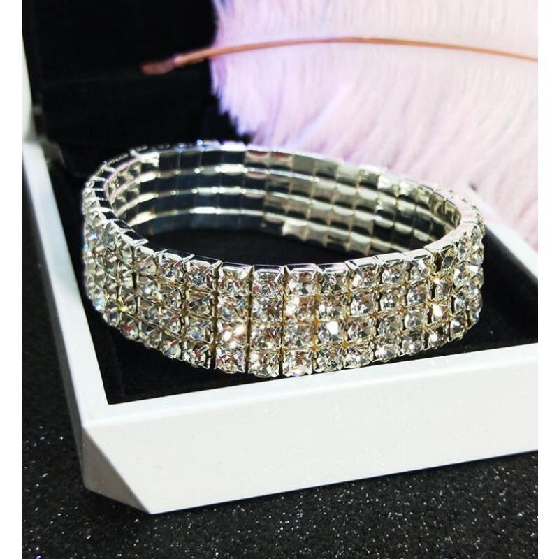 Diamond Versatile Temperament Bracelet for Women's Cold Style Fashion Bracelet Korean Version Simple and Versatile Elastic Bracelet