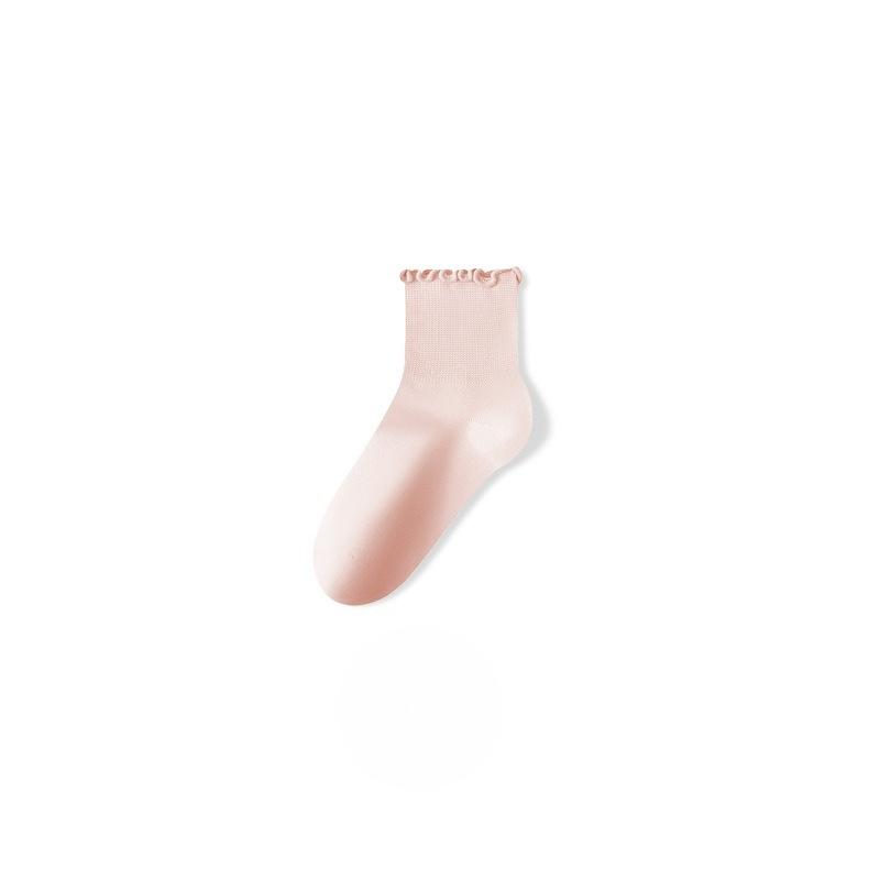 Female Spring and Autumn Solid Color Fungus Side Antibacterial Deodorizing Soft Not To Choke Foot Tube Socks