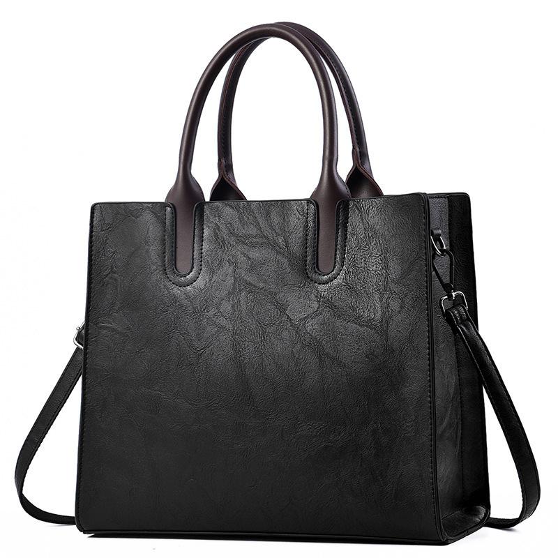 

Women s bag fashionable women s bag Korean version solid color shoulder bag handbag large capacity messenger bag bags 32*13*27 чорний
