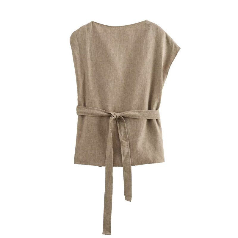 

Fashion Style Women s Clothing Summer New Arrival Linen Blended Asymmetric Tops 4043051 Mid Waist Pants 4043052 Tops L