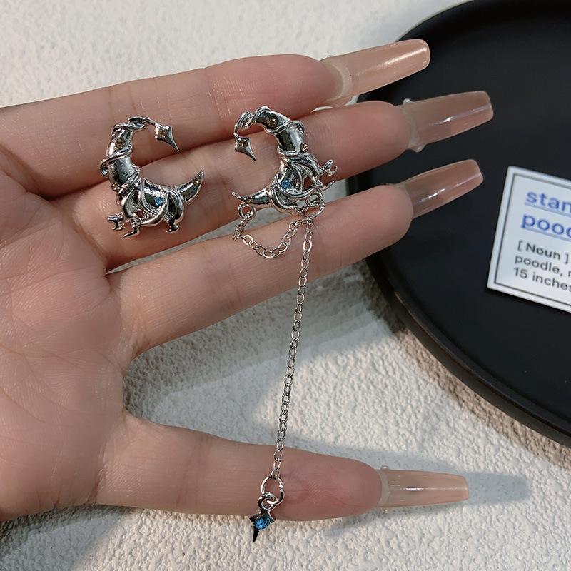 Vintage Moon Long Tassel Earings For Women Affordable Luxury Zinc Alloy Earings Ins Fashion Niche Designer Accessories