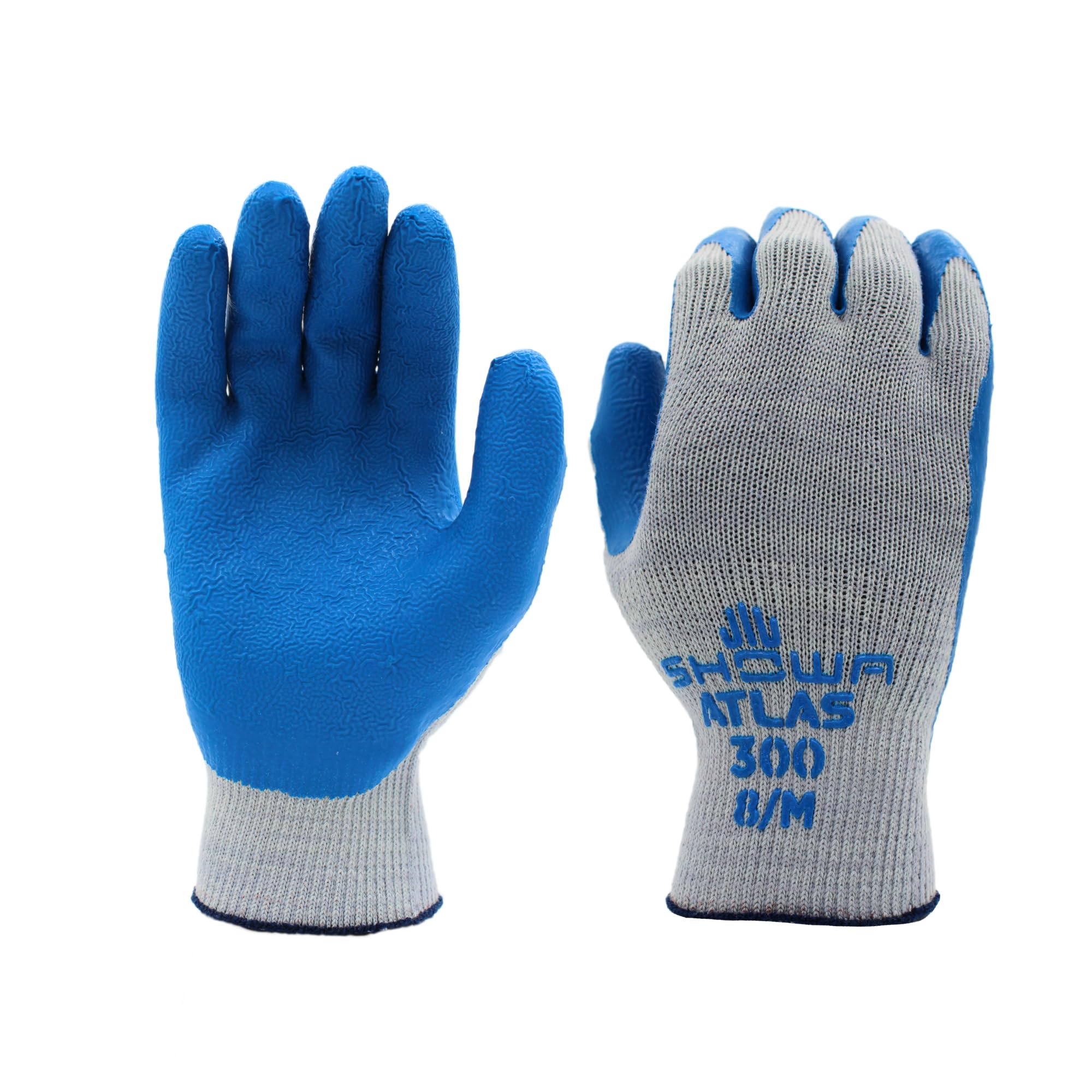 SHOWA Atlas 300 Fit Palm Coating Natural Rubber Seamless Knitted General Purpose of 12 by Showa Best Glove Glove, 10-Gauge Liner, Work, X-Large (Pack синий