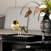 Creative Gold Horn Dog Figurine Decor Light Luxury Modern Bedroom Metal Animal Art Crafts Living Room Decoration Accessories