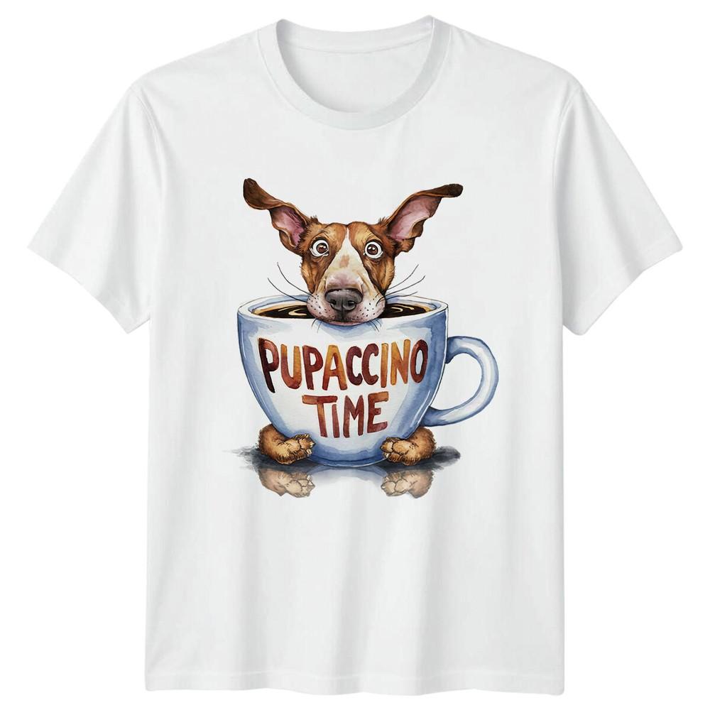 Funny Dog Pupaccino Time Graphic Novelty TShirt S