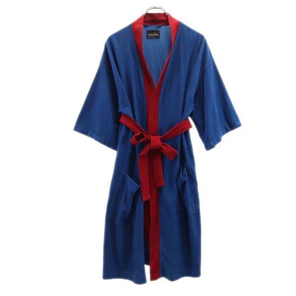 

AFTER HOURS от DIPLOMAT винтажный велюровый халат-пальто с коротким рукавом 70-х годов F Синий Мужской Б/У