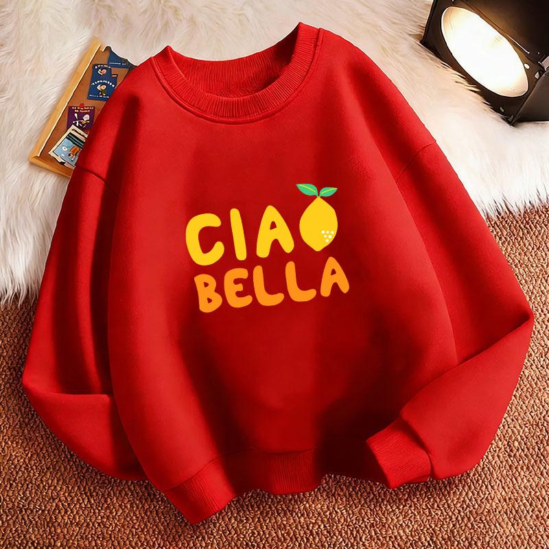 Graphic Ciao Bella Lemon Harajuku Children'S Sweatshirt Pullover Crew Neck Graphic Print Hoodie Boy/Girl Kids Hoody