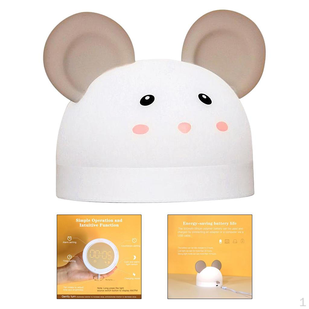 

Clock LED Night Light Bedside Lamp, Home Bedroom Kids Room Decor, & Cool