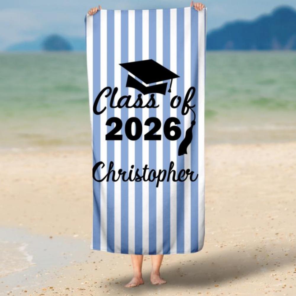 Graduation Beach Towel, Grad Gift for Him and Her, Perfect for College High School Graduation Souvenir Present