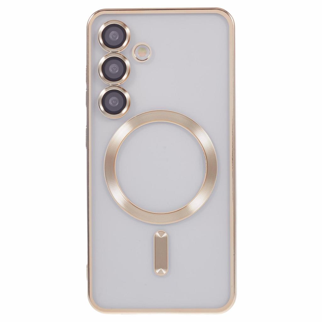 For Samsung Galaxy S25 Magnetic Case Electroplated TPU Phone Cover with Lens Film