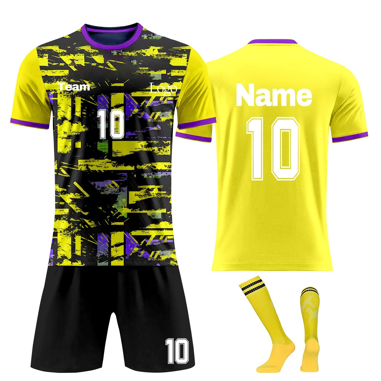 

Комплект персонализированных рубашек для мужчин и девочек с именем и номером, футбольные майки на заказ для мальчиков, тренировочный костюм XXL жёлтый