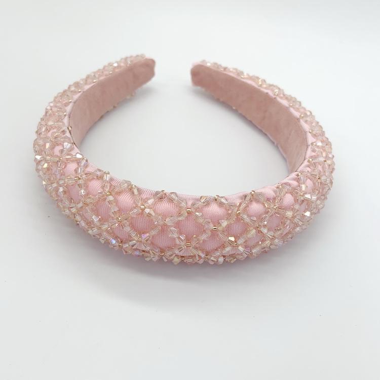 3cm Width Crystal Luxury Girl's Handmade Beaded Hairband Braided Rhinestone Bead Headband