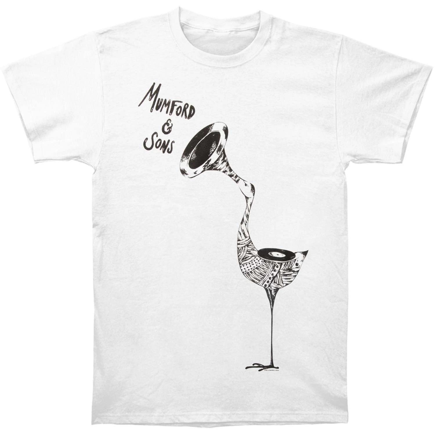 Men s Mumford & Sons Record Bird T-shirt Small White XXXXL