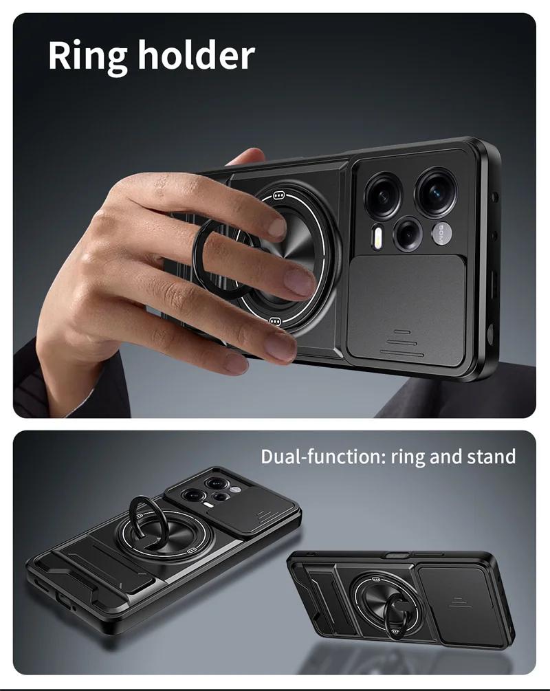 Slide Camera Lens Protector Case For Xiaomi Redmi Note 12 Pro 5G Note12 Pro+ 12S 4G Car Magnetic Ring Cover Stand Holder Fundas