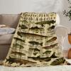 Flannel Sport Fish Print Throw Blanket Super Soft Cozy Nap Blanket for Bed sofa Office Travel Machine Washable Perfect Home Gift