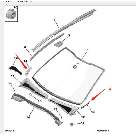 96748542XT 96748540XT For Peugeot 208 2008 windshield lower trim trim trim seal block original brand new windshield seal block