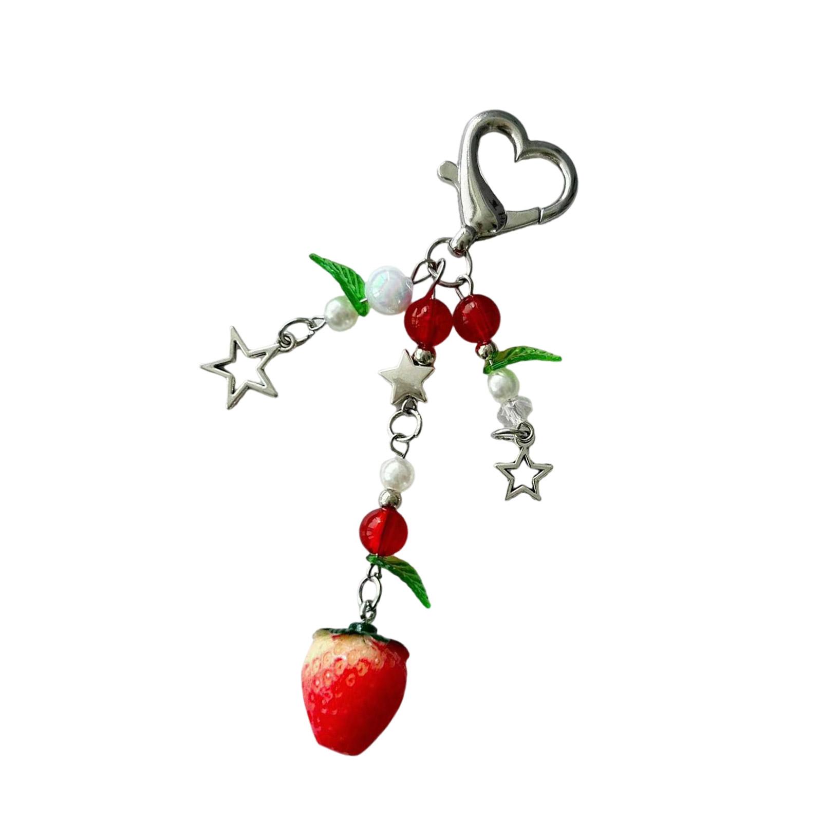 

Модный брелок-шарм с клубничной бусиной, акриловый сплав, украшение для сумки, милый фруктовый кулон для женщин и девочек T1