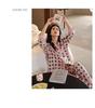 2026 Women's Milk Silk Pajamas Set: V-Neck Cardigan, Long Sleeve, Long Pants, Thin Polka Dot Print for Spring and Autumn