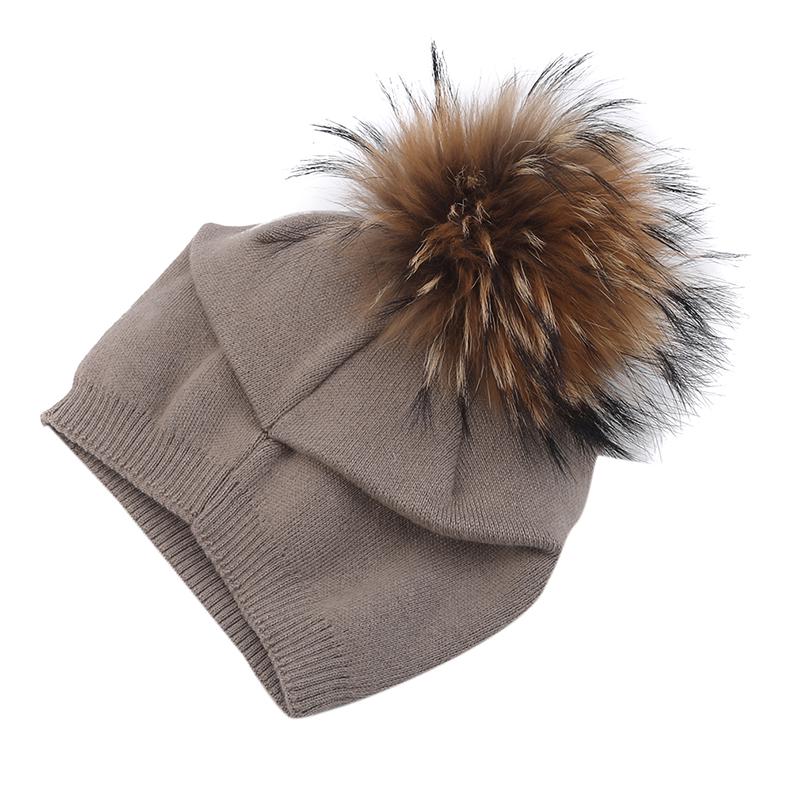 Women Hair Ball Knit Hat Solid Color Wool Headgear Autumn and Winter Outdoor Casual Warm Hat