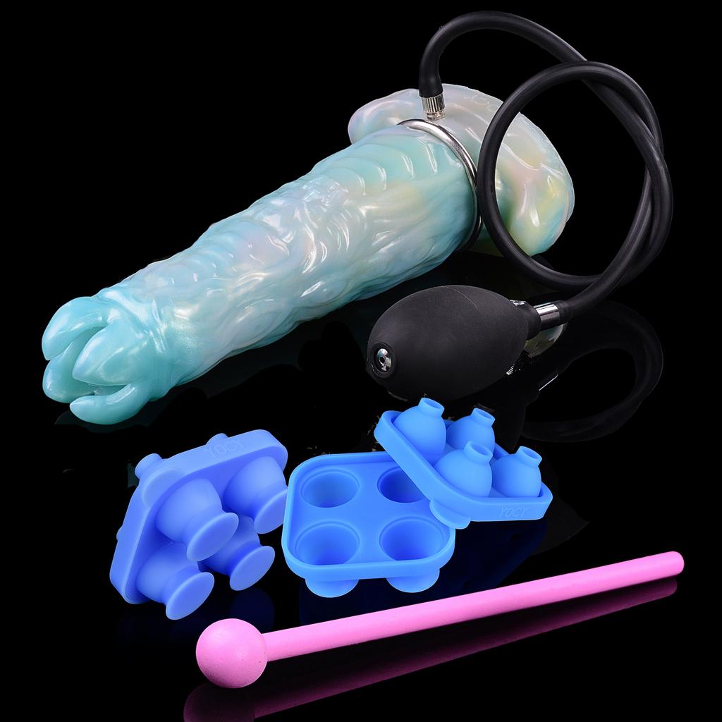 ELKKOST Blue Pneumatic Ovipositor with Silicone Balls Fantasy Hollow Dildo Anal Plug Adult Sex Toys for Women G Spot Stimulate