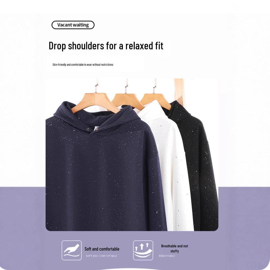 Autumn Retro Unisex Heavyweight Hoodie: Baby's Breath Hua Cotton Crew Neck Sweatshirt