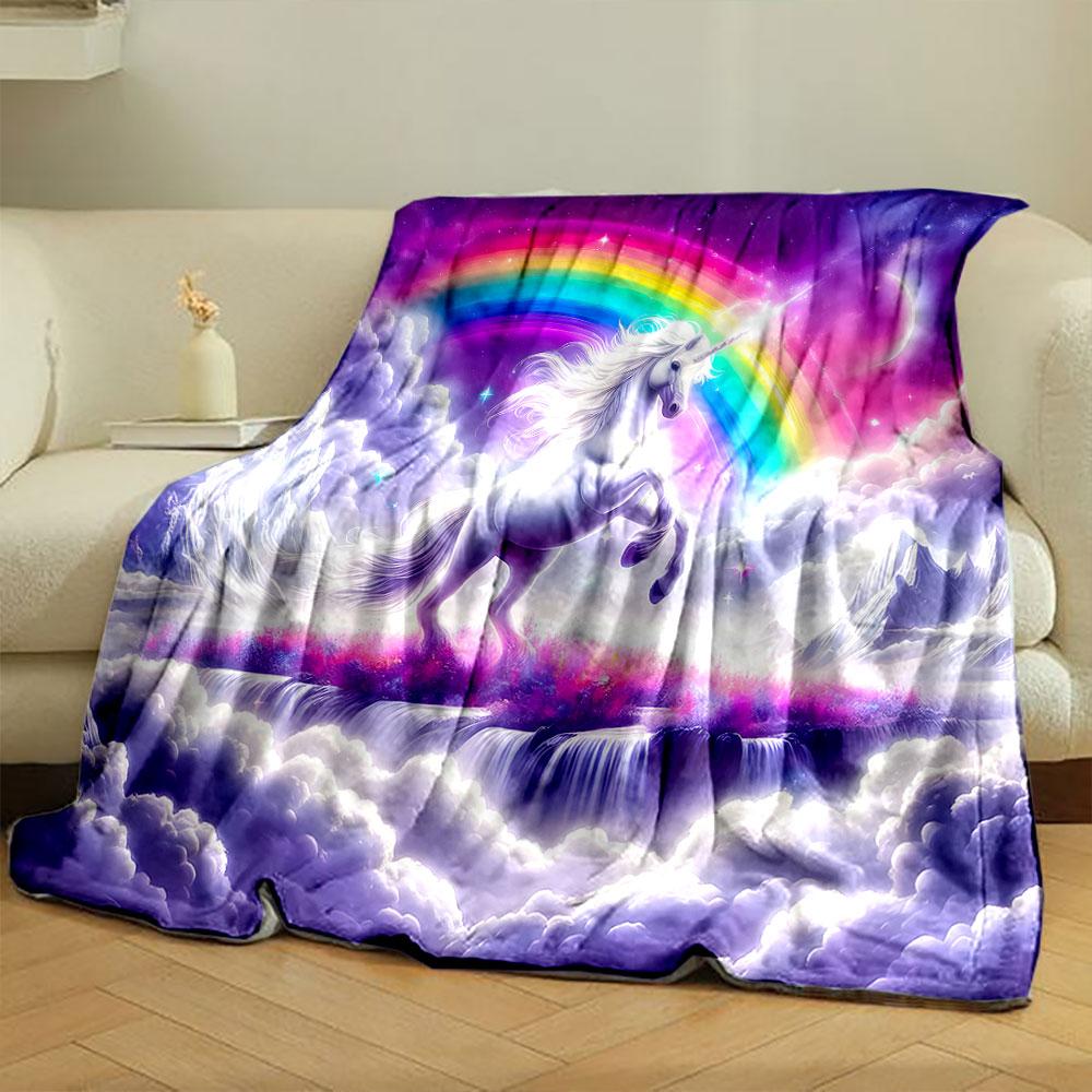 Majestic Unicorn and Rainbow Fantasy print blanket soft and cozy perfect for the living room bed sofa or a nap,gift