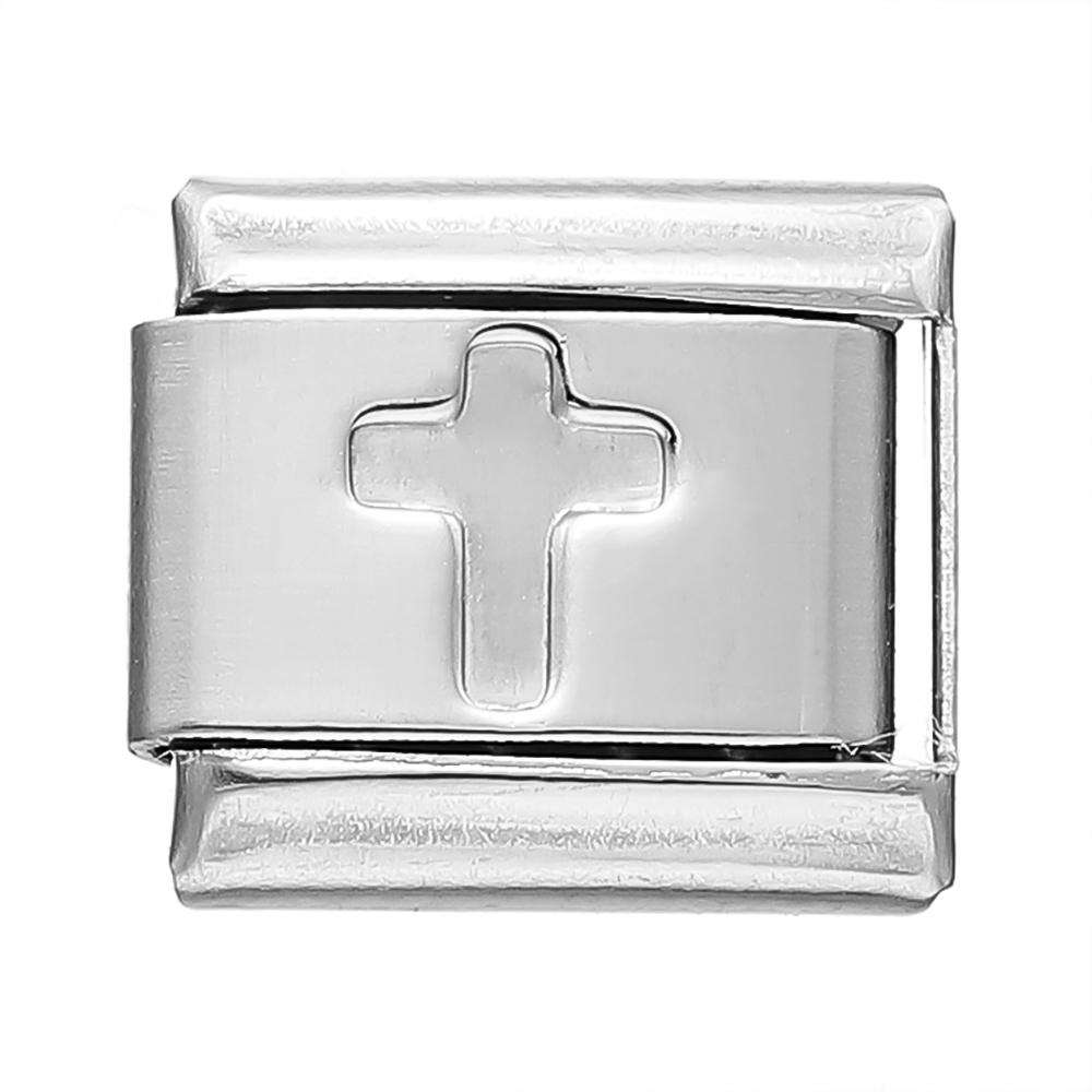 

Fashion Colorful Cross Italian Links Charm Beads 9mm Stainless Steel Bracelet Jewelry DIY Making Wholesale Accessories