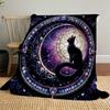 1PC Stained Glass Cat Outdoor Flannel Blanket  Soft Plush Decor for Picnics, camping,Bedroom, Playroom, or Lunch Break,  Perfect Gift , All Season12