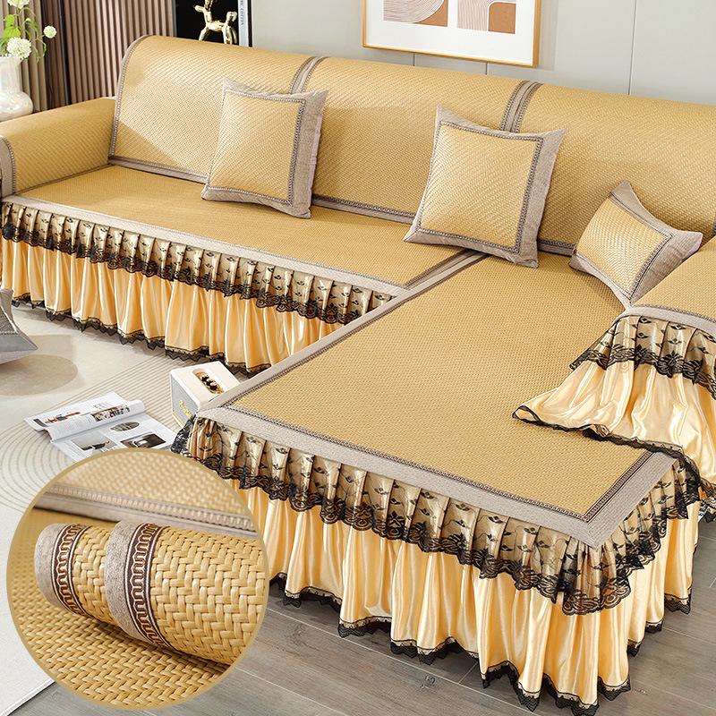 Summer Rattan Mat Sofa Cushion Summer Seat Cushion for Summer Non-Slip All-Inclusive Universal Sofa Cover