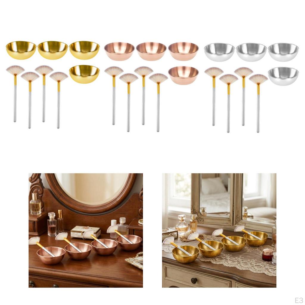 Sada 4 kusů mísicích misek na obličej, DIY nástroje, víceúčelové nerezové misky na obličej pro make-up