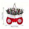 Twinkling Christmas Mitten Wreath with LED Lights Artificial Berries Christmas Glove Wreath Large Size