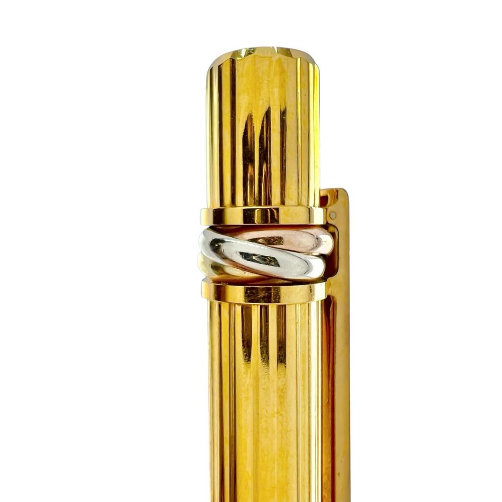 Great Cartier Ballpoint pen Striped Pattern gold mens Used