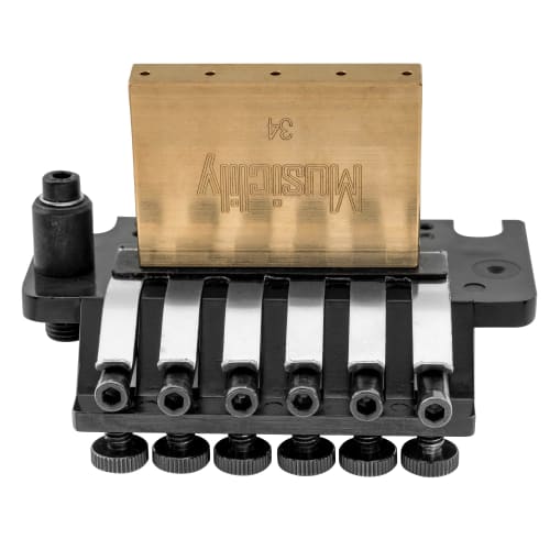 Musiclily Pro BL002 Tremolo Unit Bridge, 10.8mm Pitch, 34mm Brass Block, for Floyd Rose Electric Guitars, Black
