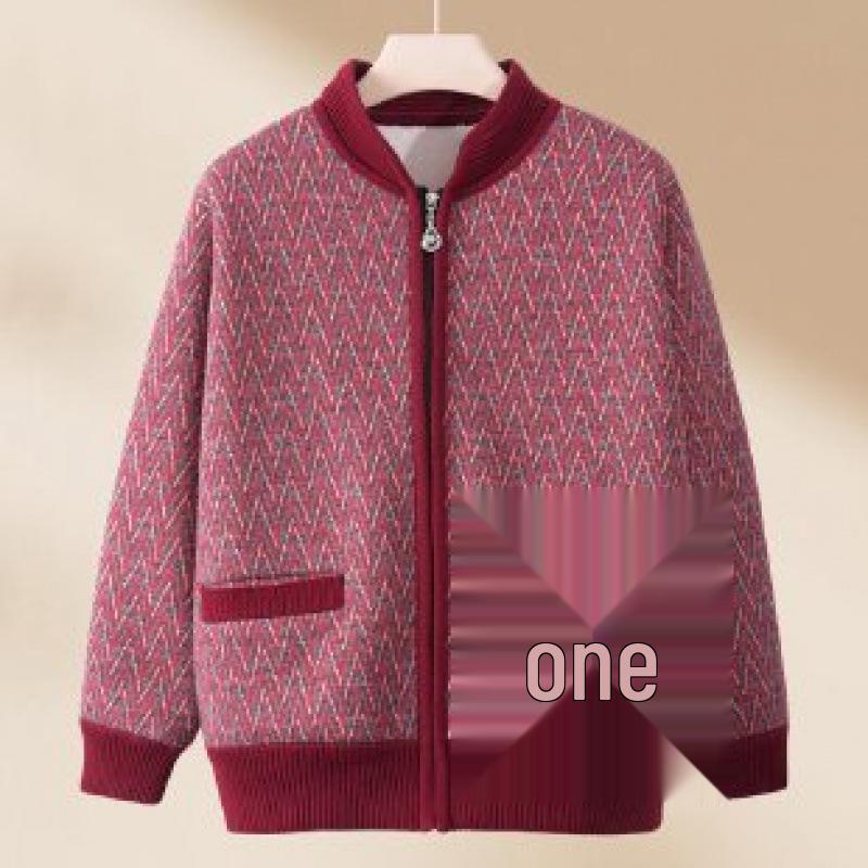 Autumn Knit Cardigan for Elders: Cozy, Fleece-Lined, and Warm - Perfect for Mom or Grandma